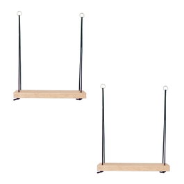 Hanah Home Aa098 Estantería de Pared de Madera de Abeto, Nogal (2 Piezas)